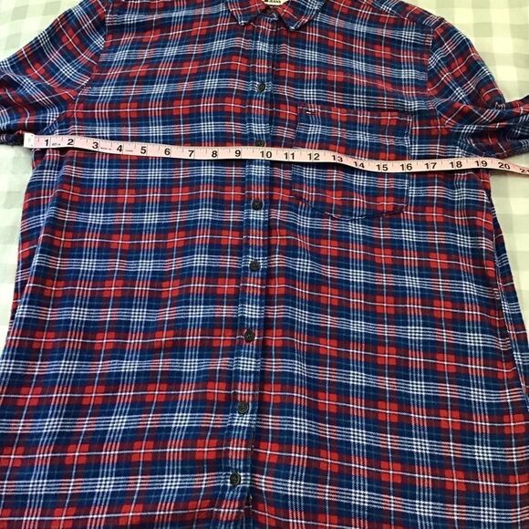 TOMMY Hilfiger flanel plaid button down shirt red blue white long sleeves medium - Picture 7 of 11